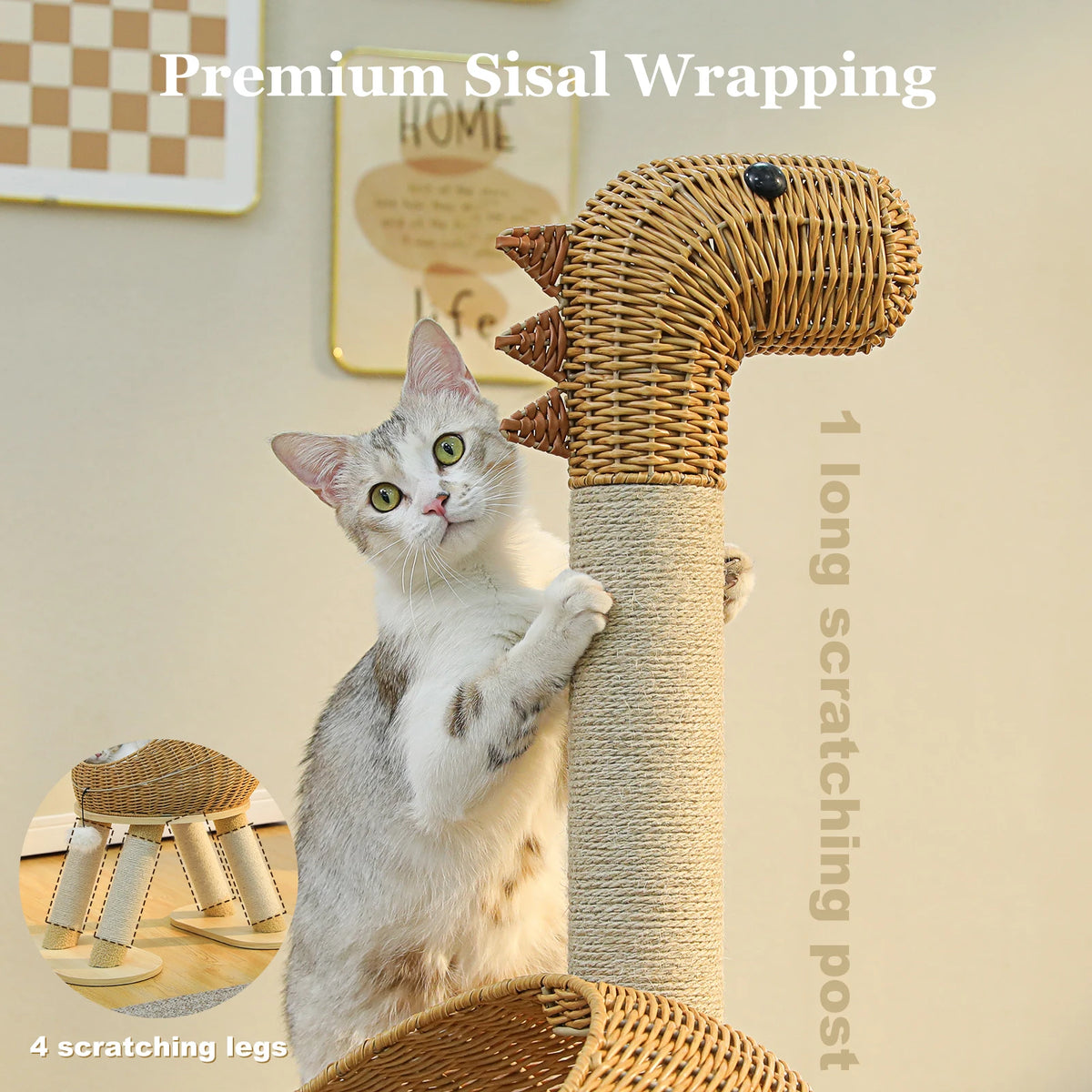 PAWZ Road Dinosaur Cat Tree Sisal Scratching Post Condo