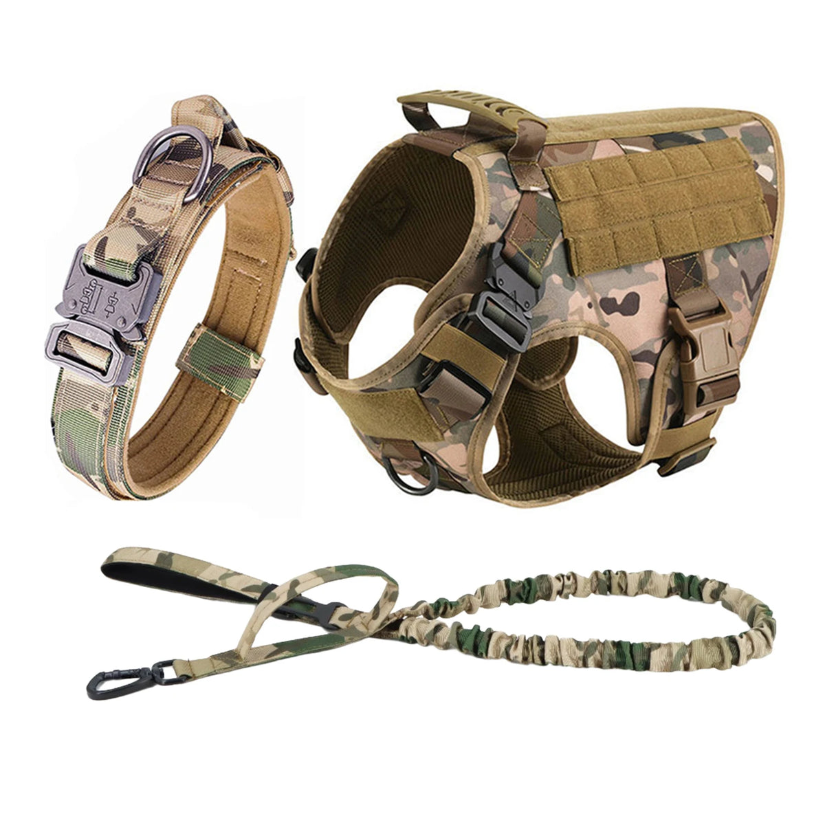 Tactical Nylon Molle Dog Harness Vest With Padded Quick Release