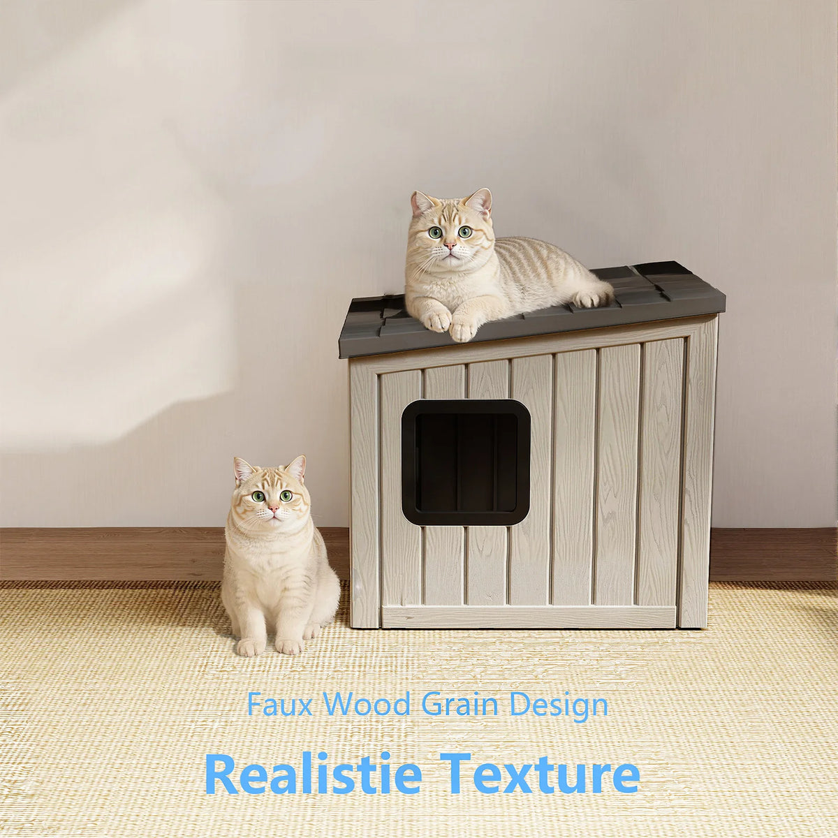 Waterproof Plastic Outdoor Pet Cabin With Sloped Roof