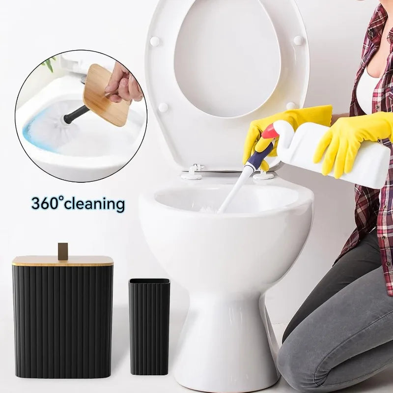 Bathroom Accessory Set With Toilet Brush, Trash Can, Soap Dispenser