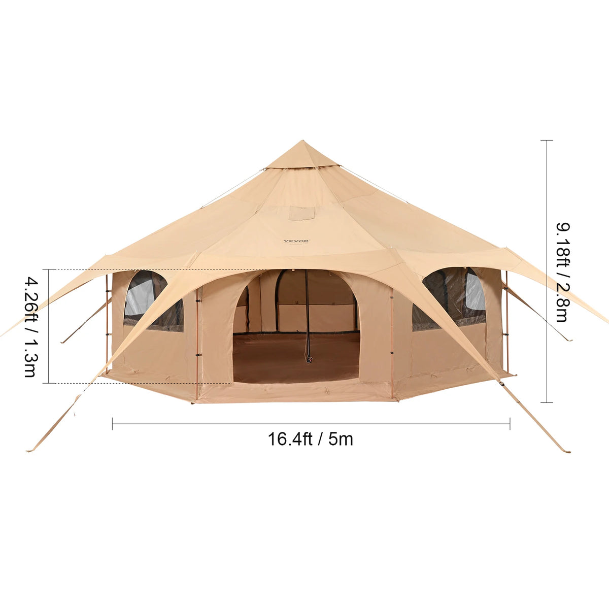 SucceBuy Four Seasons Canvas Bell Yurt Tent For Camping