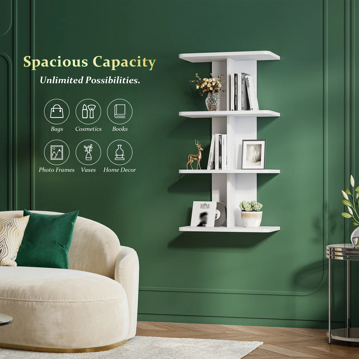 Raybee Vertical Wall Column Shelf Organizer For Modern Home Storage