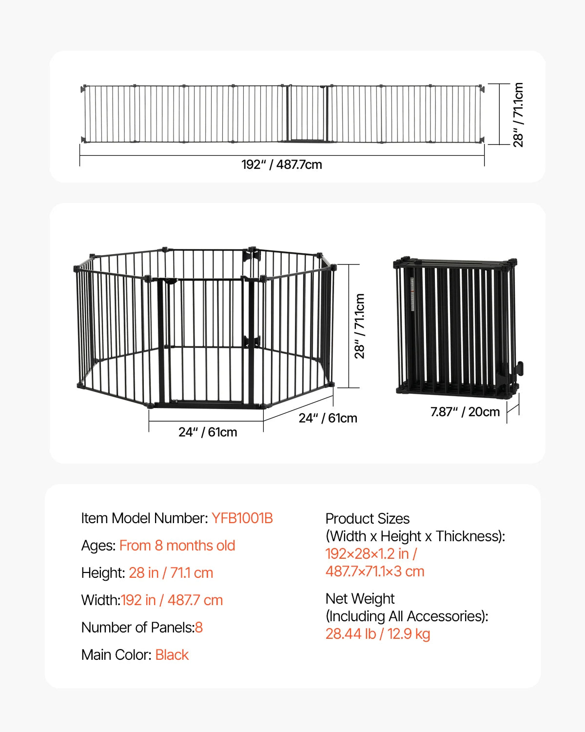 SucceBuy Pressure Mount Walk Through Baby And Pet Safety Gate