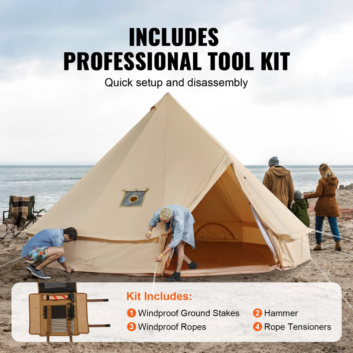 SucceBuy Four Seasons Canvas Bell Yurt Tent For Camping