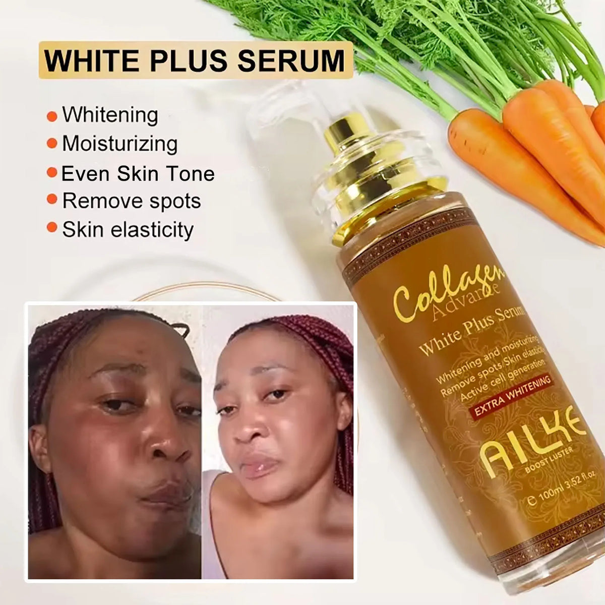 AILKE Skin Whitening Face And Body Serum With Organic Collagen