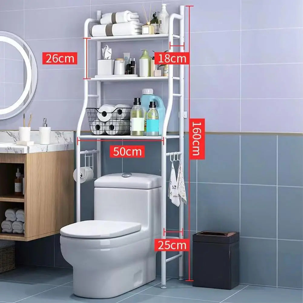Over The Toilet Freestanding Bathroom Storage Organizer With Towel Hooks