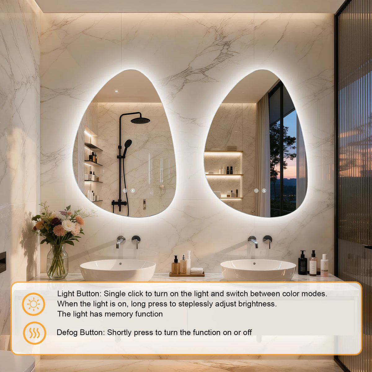 touch sensor led bathroom vanity mirror