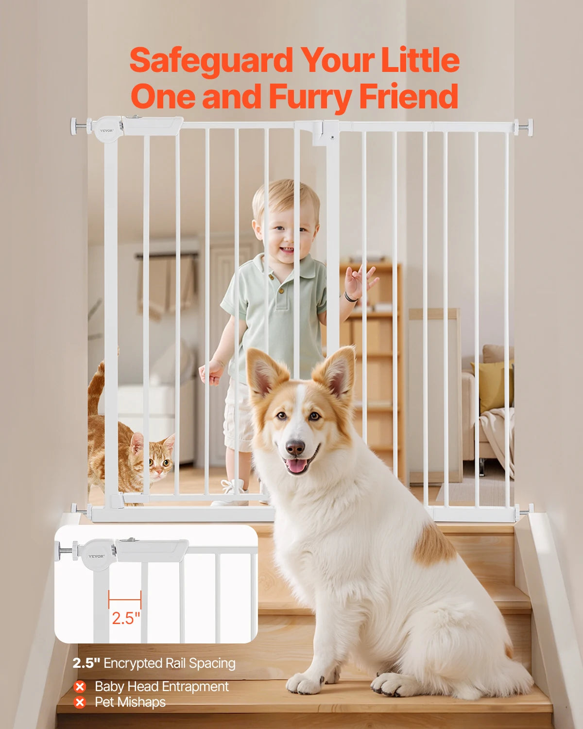 SucceBuy Pressure Mount Walk Through Baby And Pet Safety Gate
