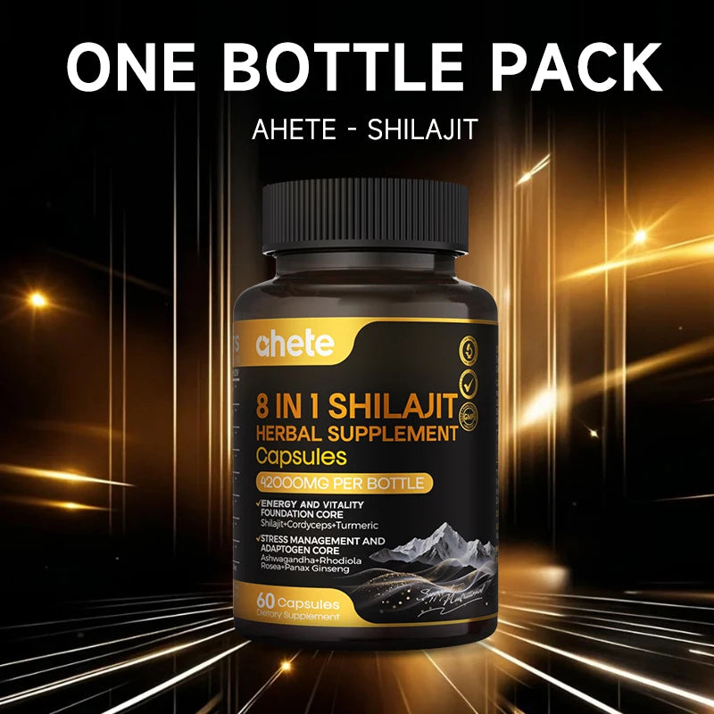 Ahete Shilajit Capsules With Indian Ginseng Rhodiola And Cordyceps