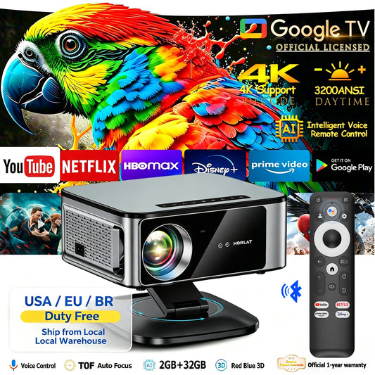Horlat Android Projector 4K Full HD 3200 Ansi Lumens Wifi