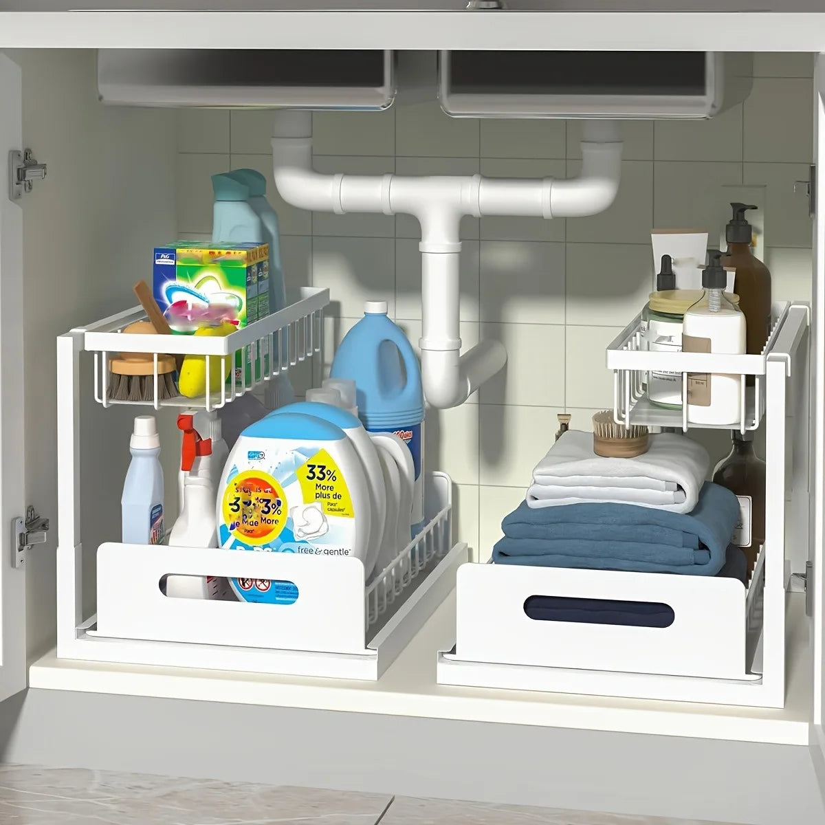 Stainless Steel Sliding Pull Out Kitchen Cabinet Sorting Rack