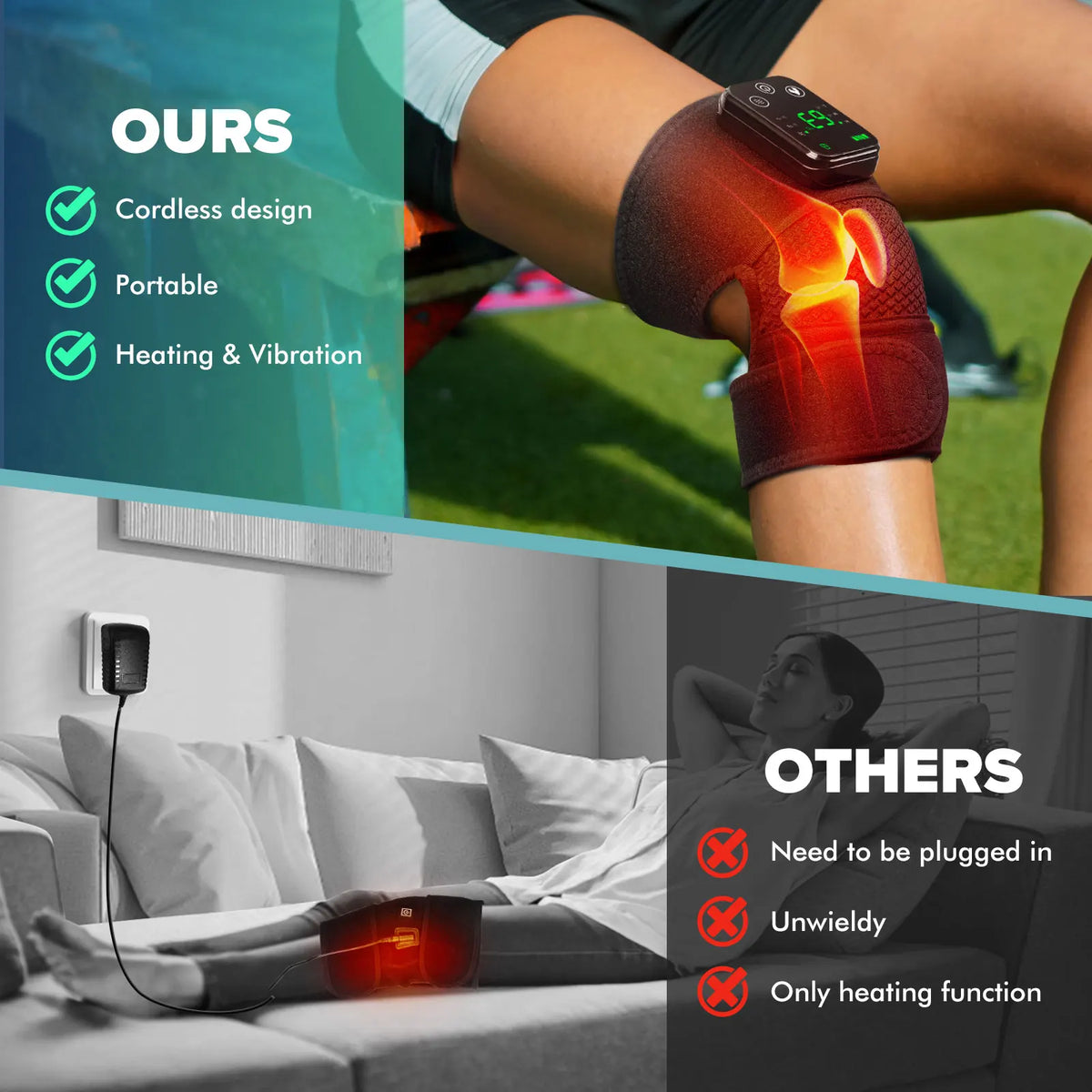 Hailicare Cordless Heated Knee Massager With Heat And Vibration