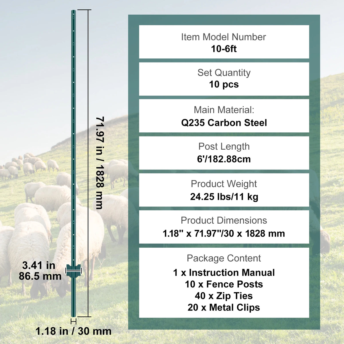 SucceBuy Heavy Duty Carbon Steel T Post Fence Stakes