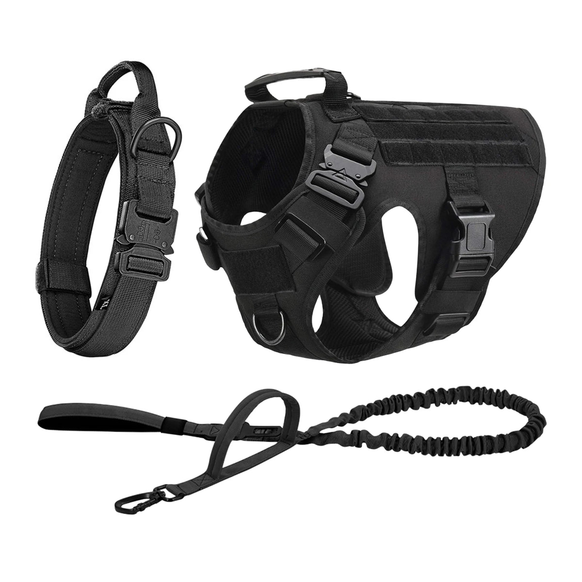 Tactical Nylon Molle Dog Harness Vest With Padded Quick Release