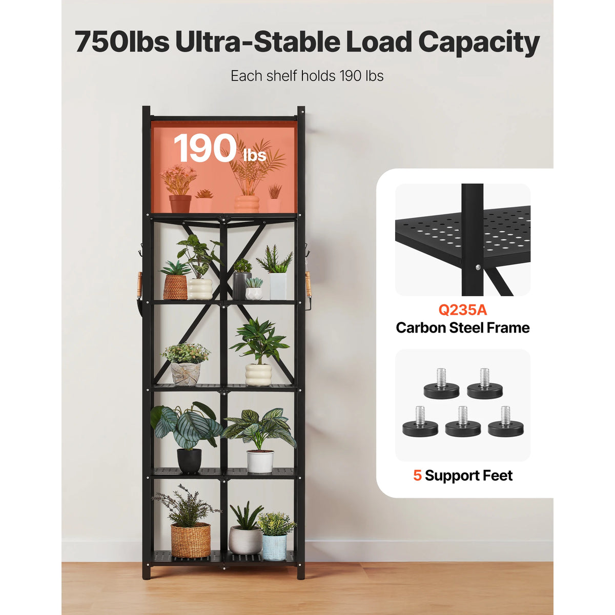 SucceBuy Foldable Metal Storage Shelving Rack With Wheels