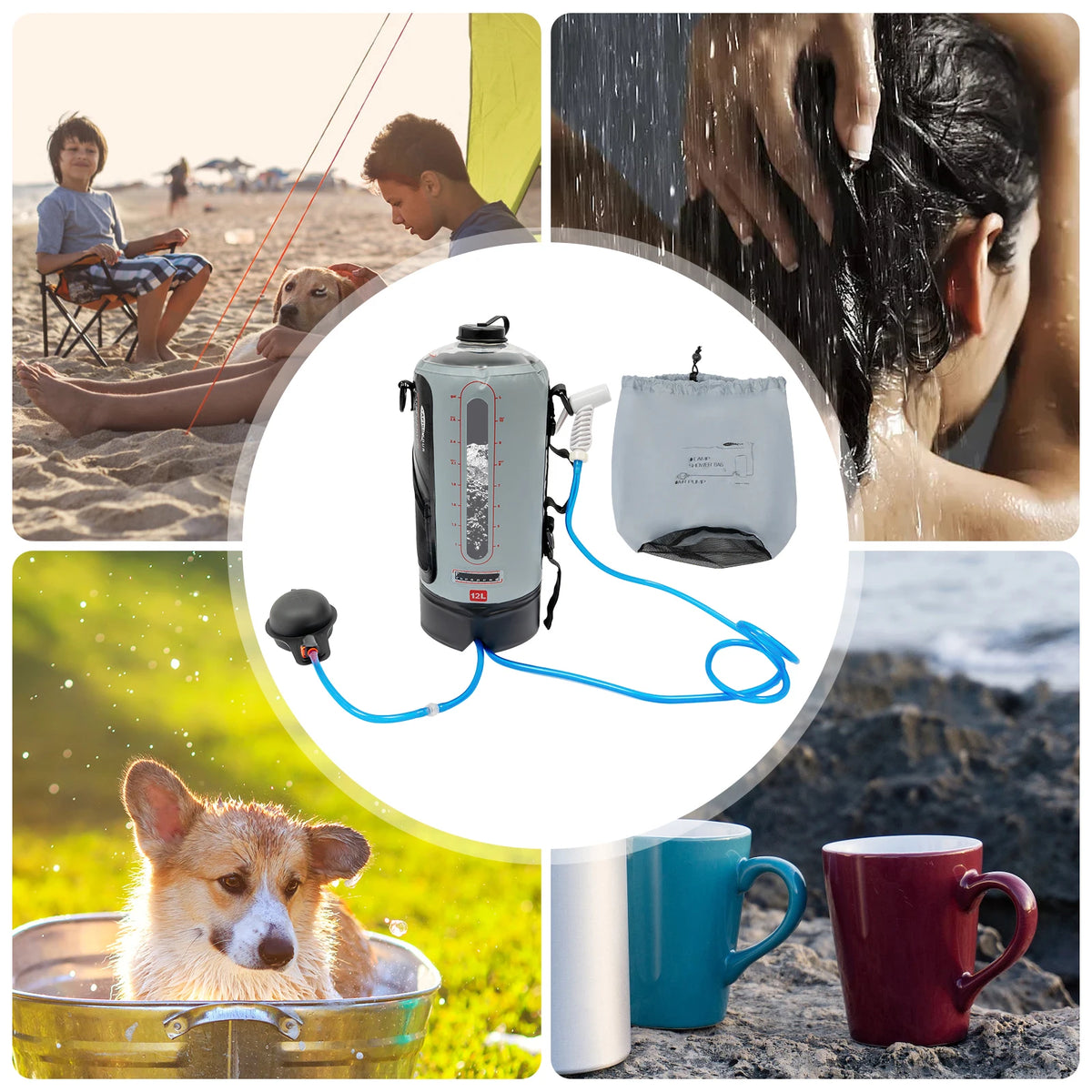 Bymaocar Portable Solar Camping Shower Bag With Hose For Travel