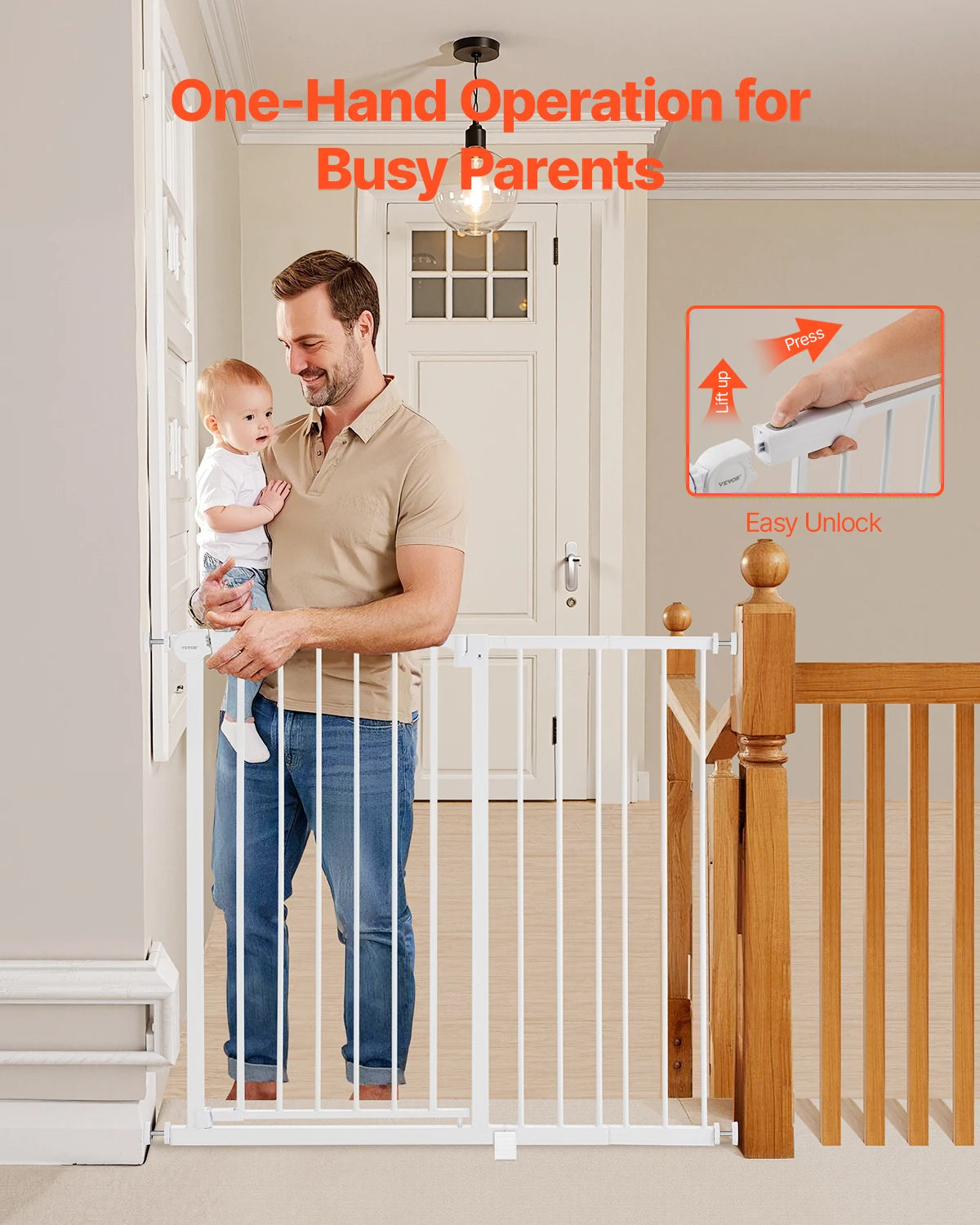 SucceBuy Pressure Mount Walk Through Baby And Pet Safety Gate