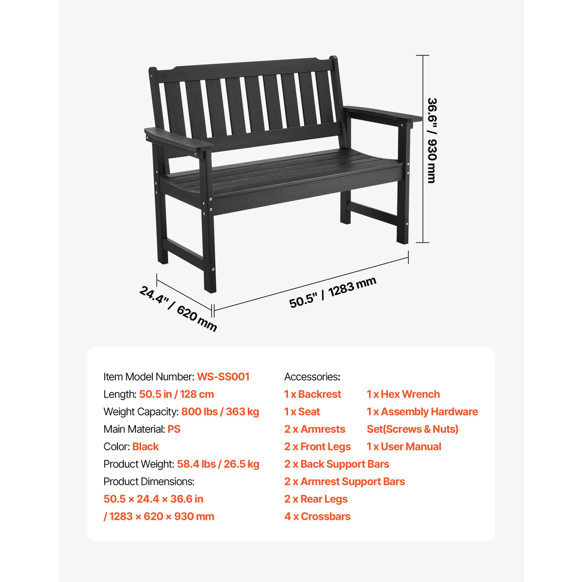 SucceBuy Heavy Duty Wooden Outdoor Garden Bench For Patio