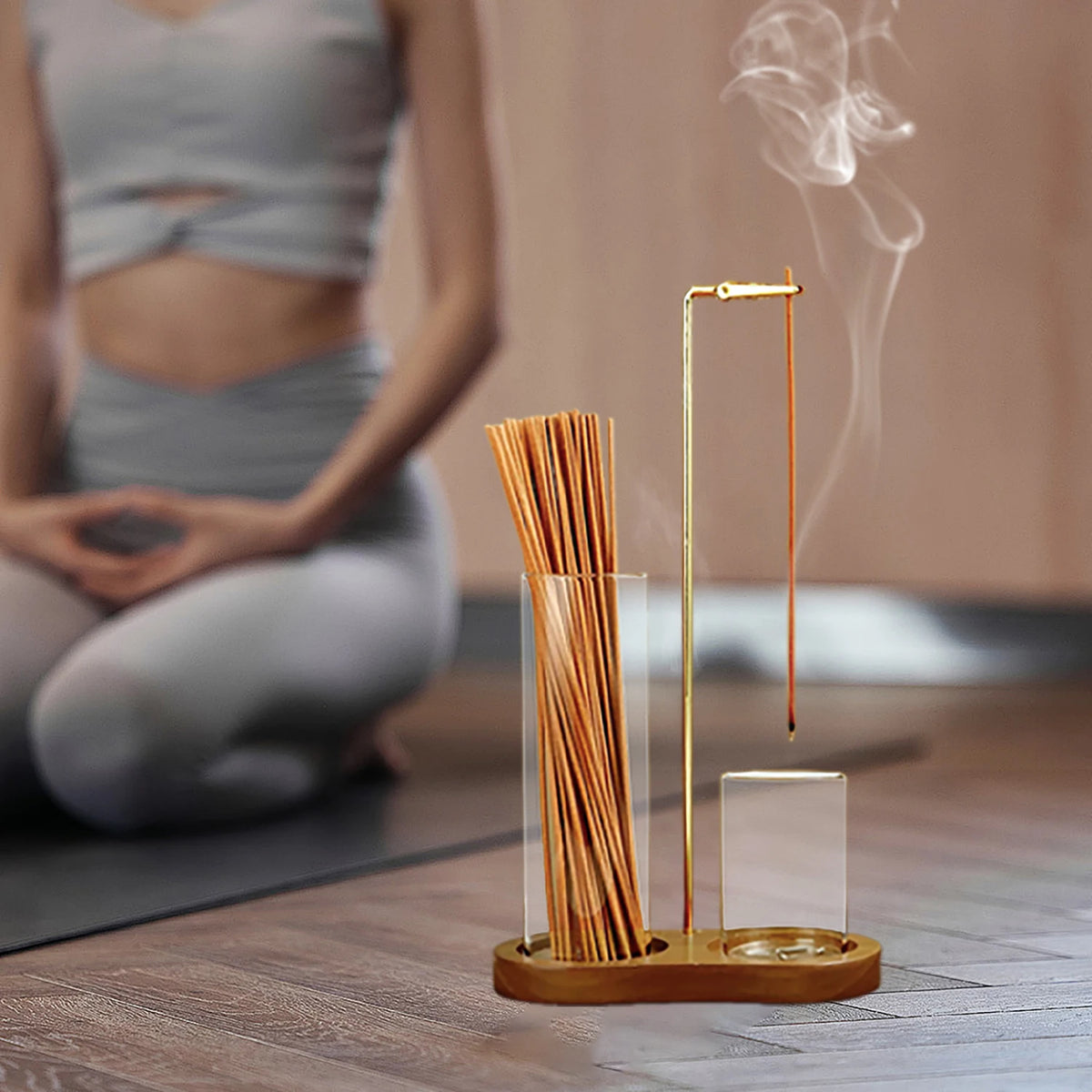 Glass Incense Burner With Anti Ash Catcher And Stick Organizer
