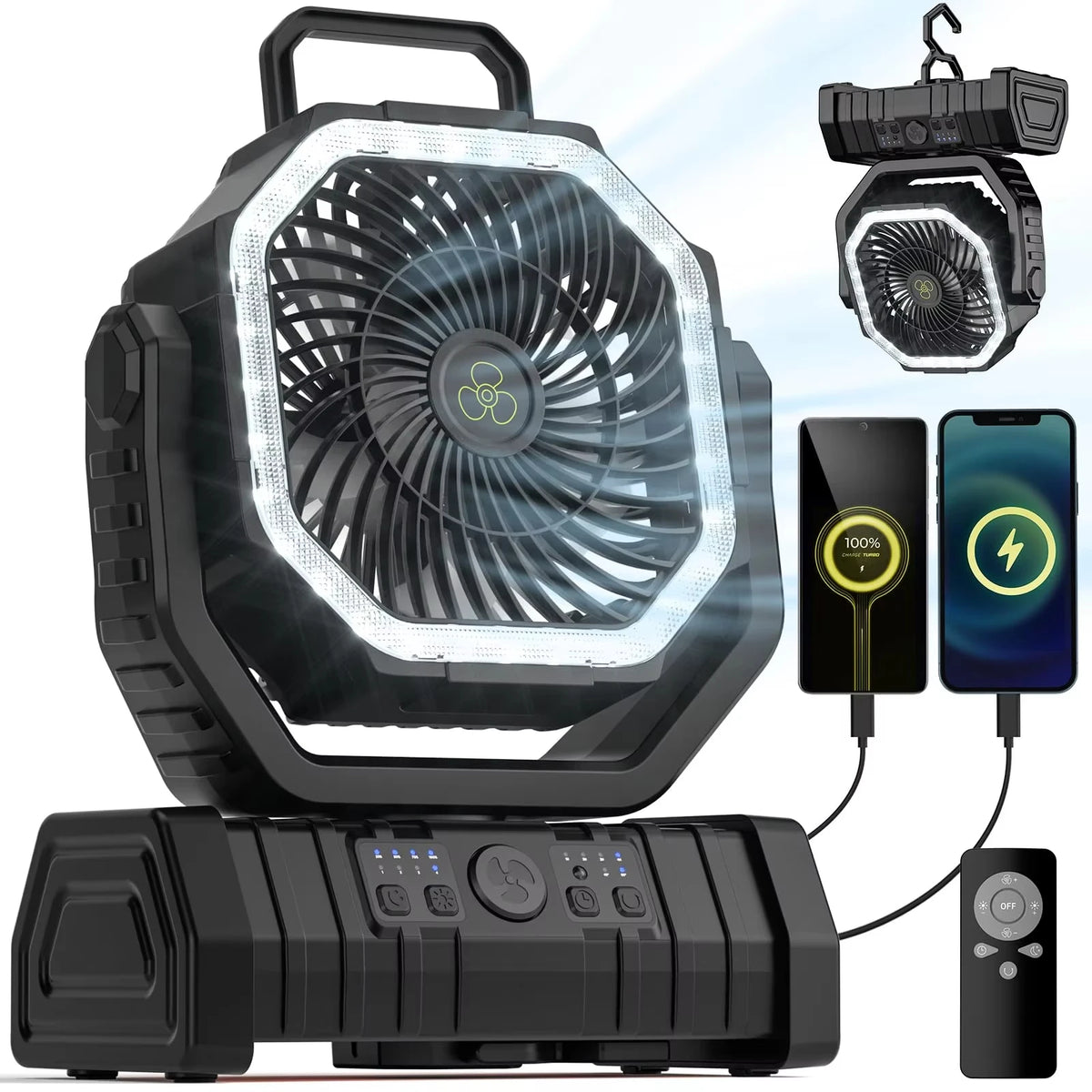 Battery Operated Portable Cooling Fan With Led Light