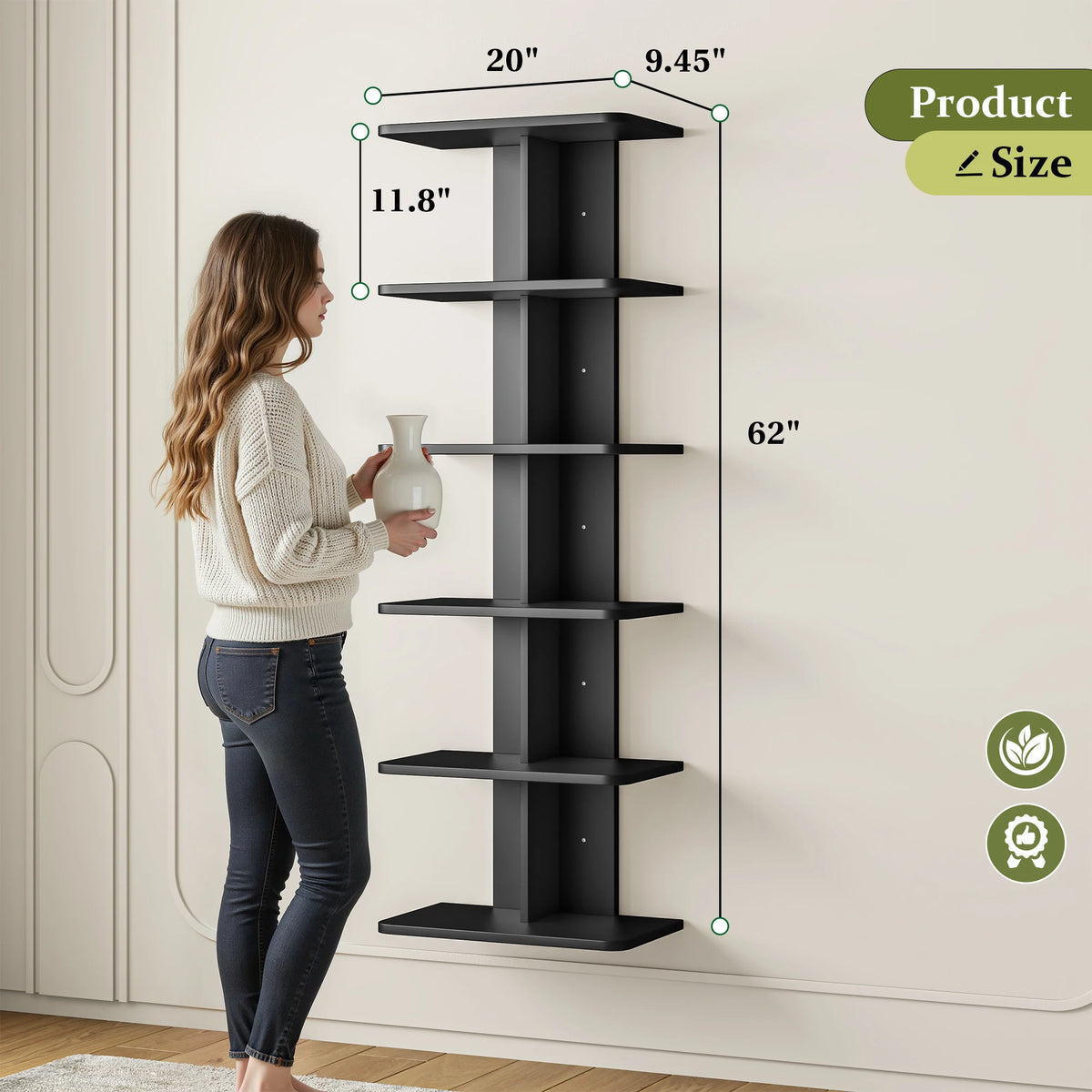 Raybee Vertical Wall Column Shelf Organizer For Modern Home Storage