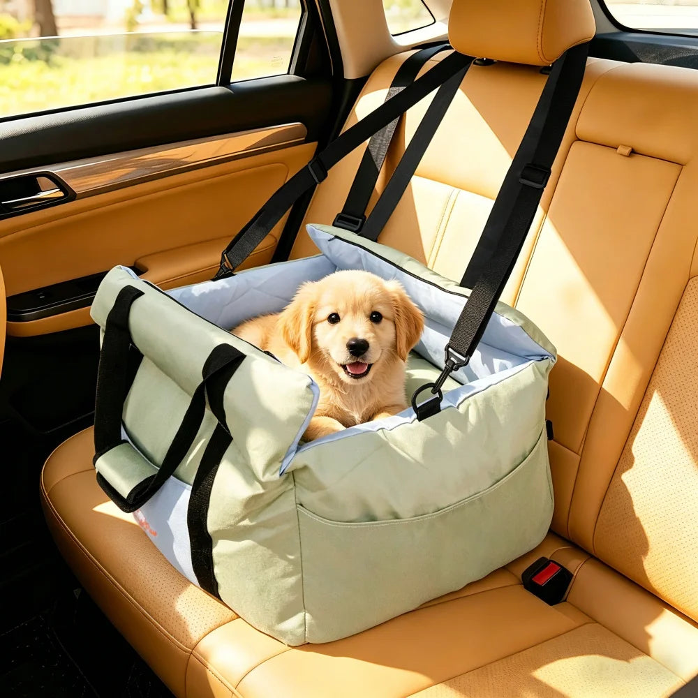 Borwart Portable Dog Car Booster Seat With Safety Strap