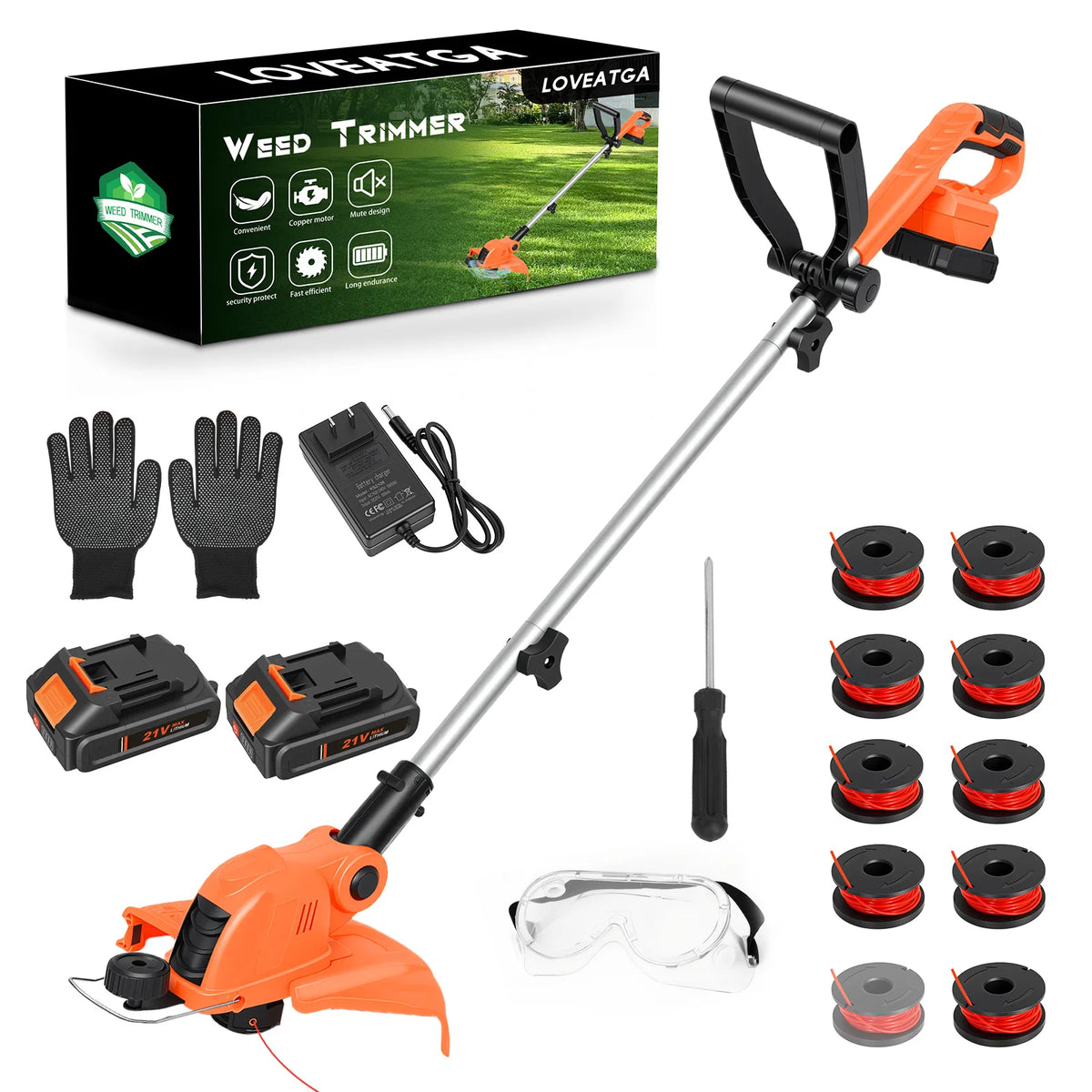 Cordless 3-in-1 String Trimmer and Lawn Edger with Battery Charger