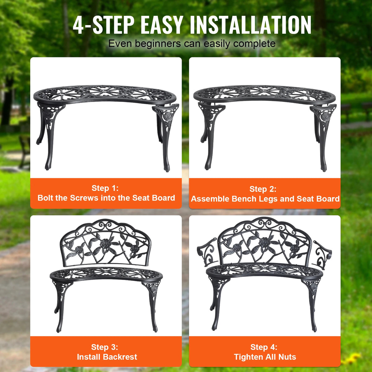 SucceBuy Heavy Duty Wooden Outdoor Garden Bench For Patio