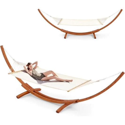 Heavy Duty Polyester Hammock with Stand for Patio and Garden