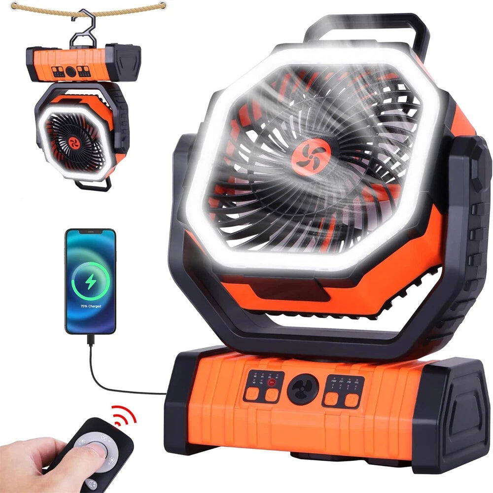 Battery Operated Portable Cooling Fan With Led Light