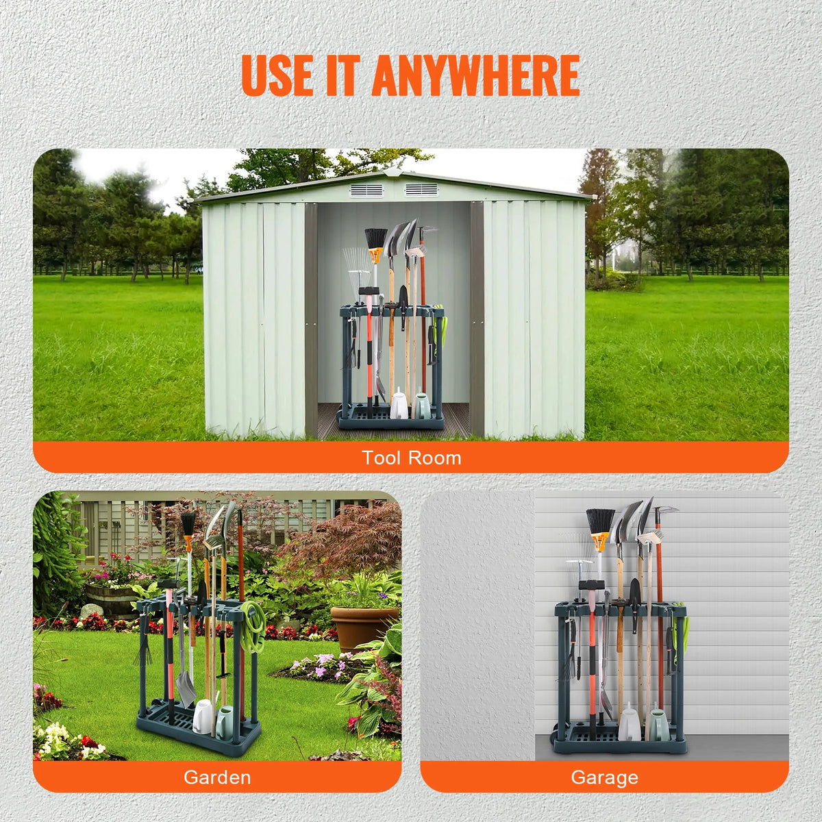 SucceBuy 10 Slot Garden Tool Organizer Storage Rack Stand