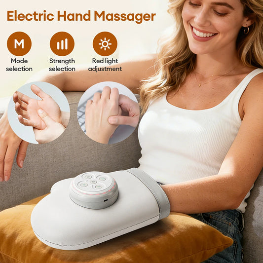 Wireless Air Compression Hand Massager With Red Light Therapy