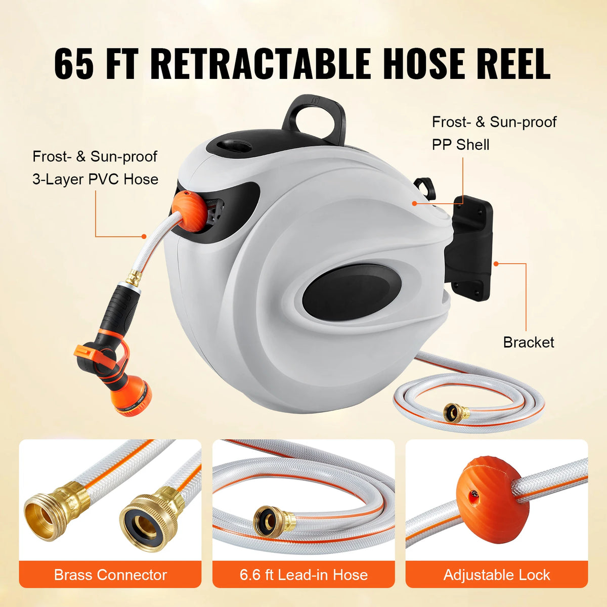 SucceBuy Retractable Hose Reel With Swivel Bracket And Auto Rewind