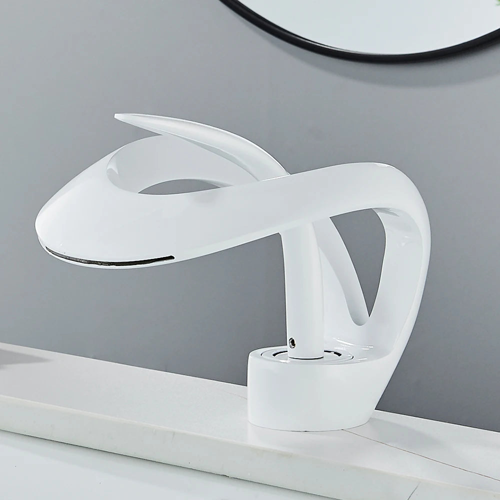 Rozin Modern Waterfall Basin Faucet Deck Mount Hot Cold Mixer