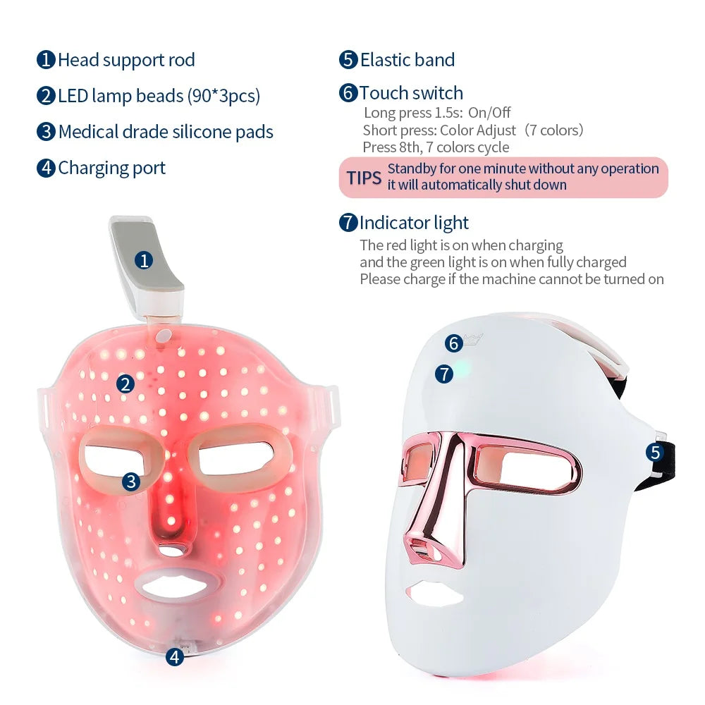 Foreverlily Wireless Led Photon Face Mask Skin Rejuvenation Therapy